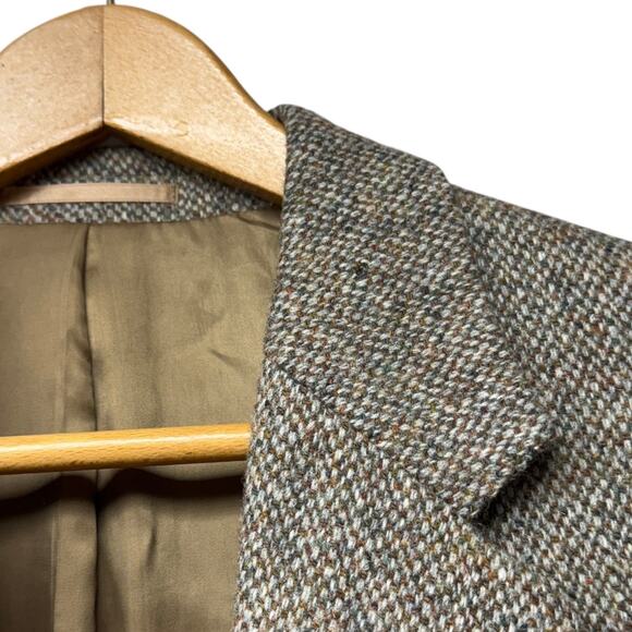 Genuine Harris Tweed Men’s Brown Blue New Wool Size 44R Blazer Jacket 2 Button - Picture 10 of 10